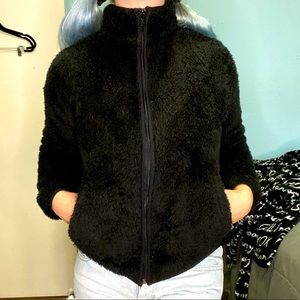 Black furry coat